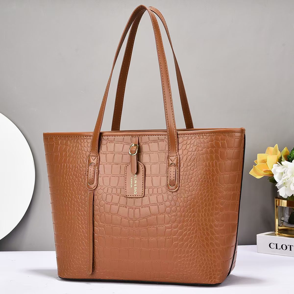 Crocodile Pattern Single Shoulder Tote Bag