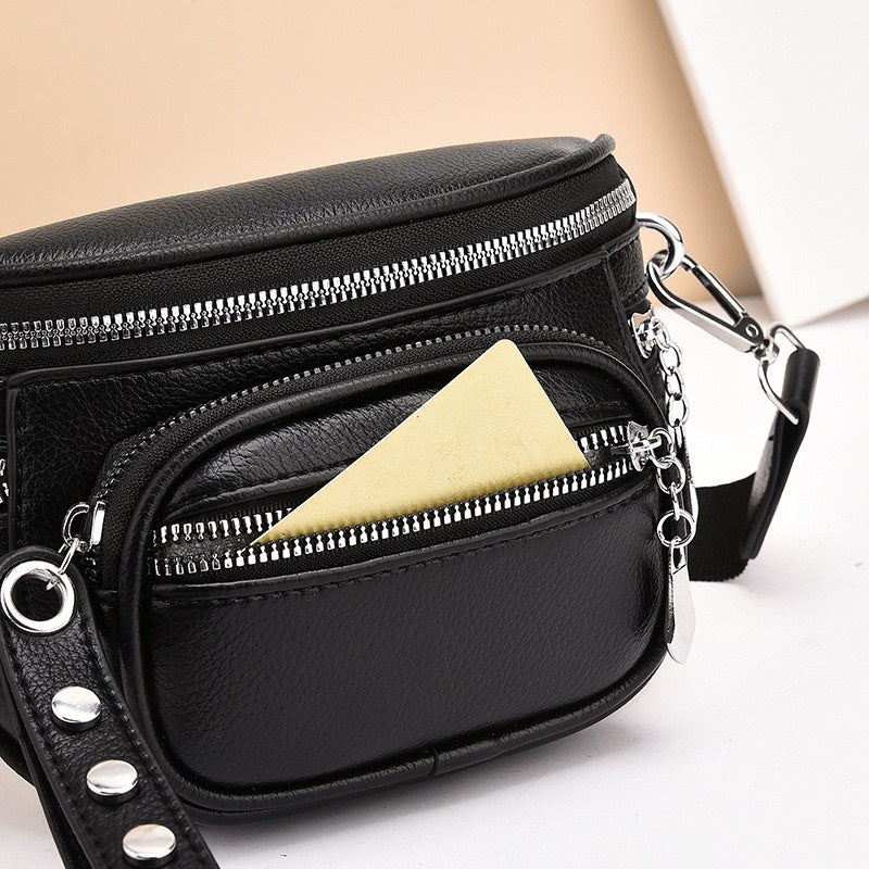 Solid Color Saddle Shoulder Crossbody Bag