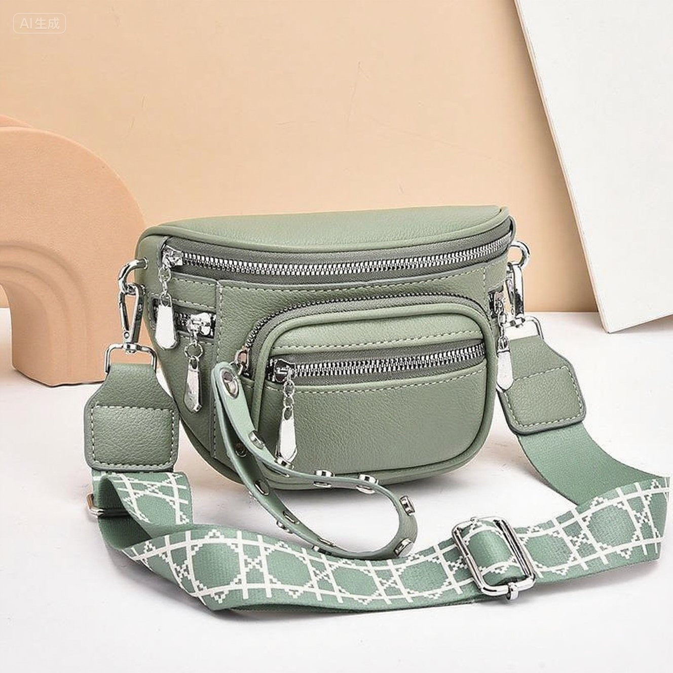 Solid Color Saddle Shoulder Crossbody Bag