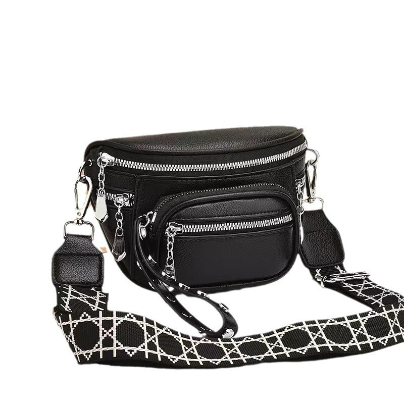 Solid Color Saddle Shoulder Crossbody Bag