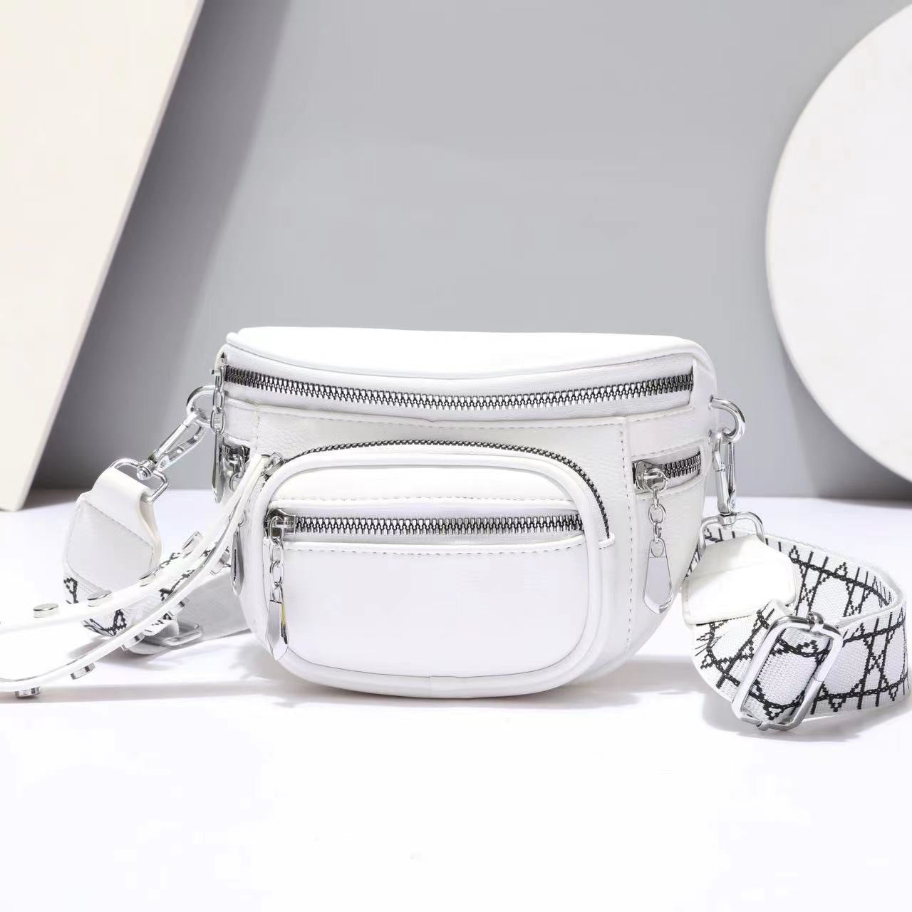 Solid Color Saddle Shoulder Crossbody Bag