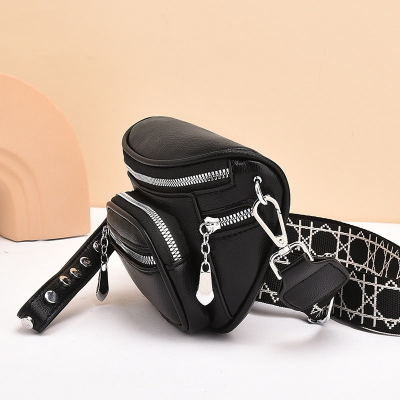 Solid Color Saddle Shoulder Crossbody Bag