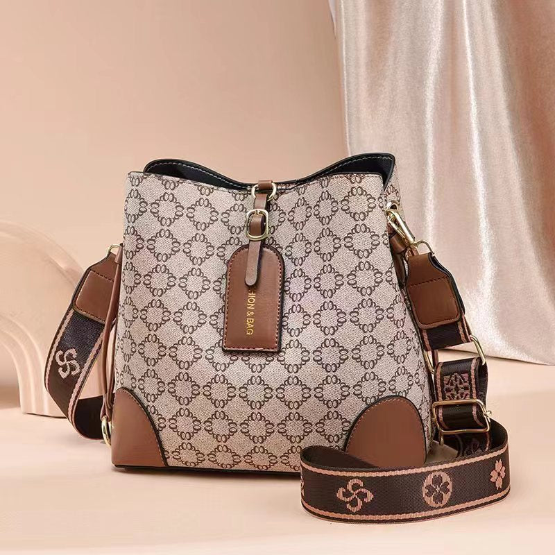 Large Capacity Plaid Bucket Shoulder Crossbody Bag