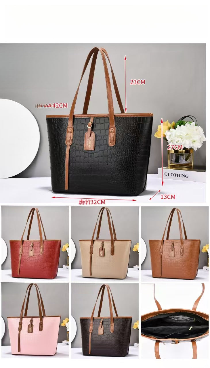 Crocodile Pattern Single Shoulder Tote Bag