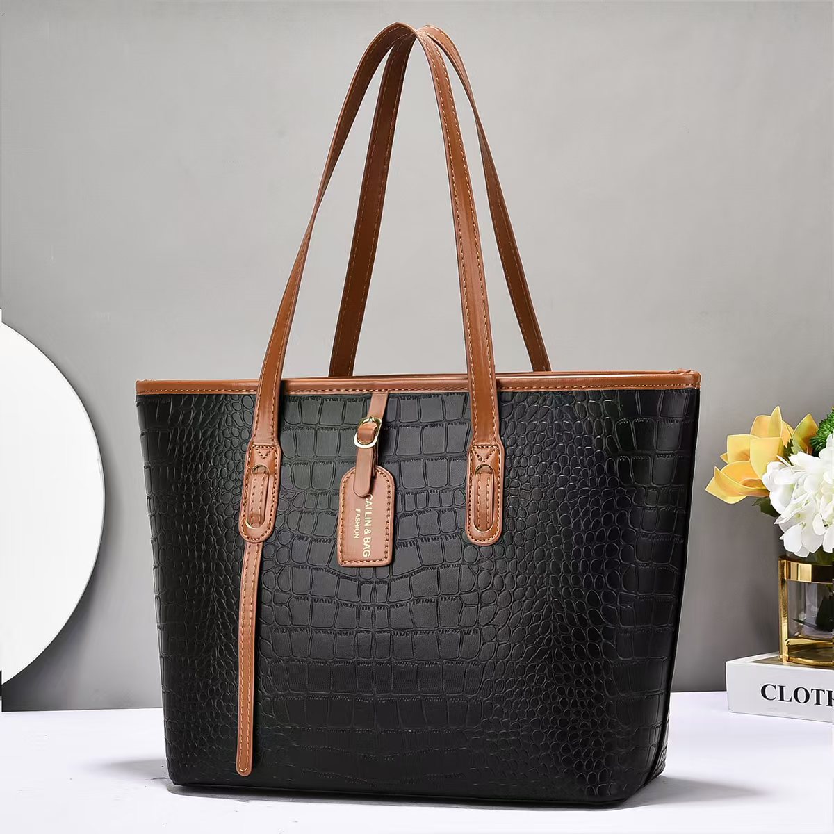 Crocodile Pattern Single Shoulder Tote Bag