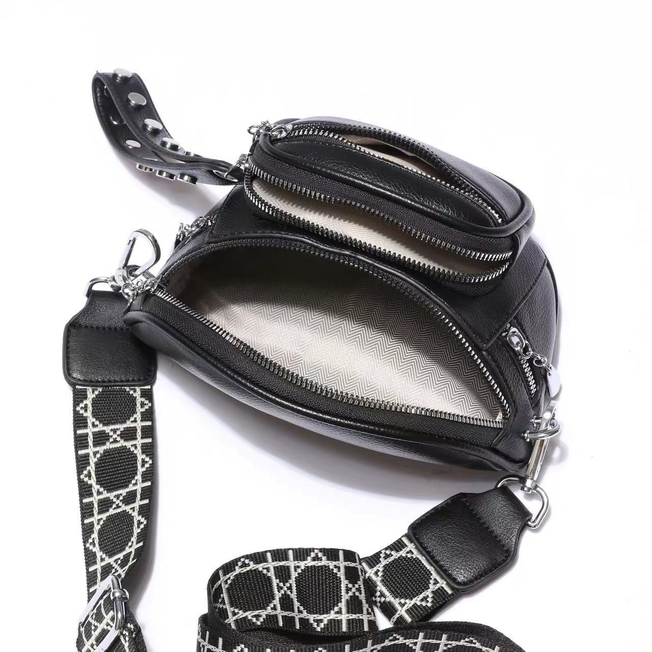 Solid Color Saddle Shoulder Crossbody Bag