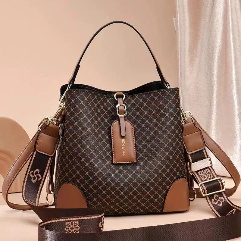 Large Capacity Plaid Bucket Shoulder Crossbody Bag