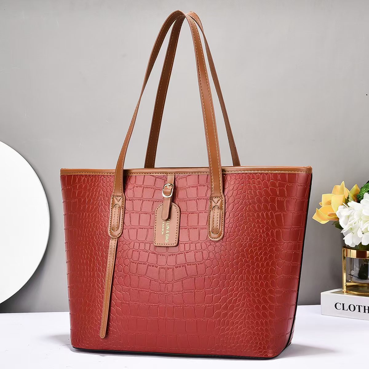 Crocodile Pattern Single Shoulder Tote Bag