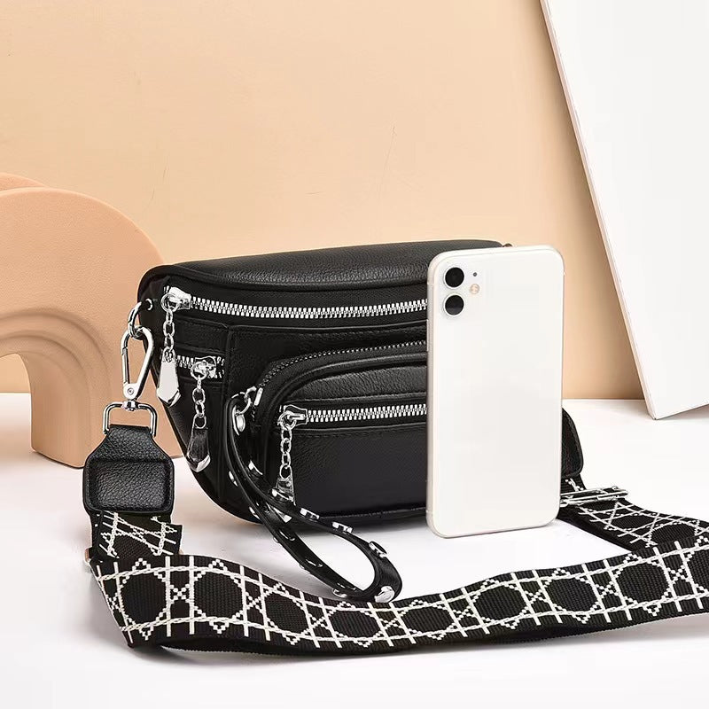 Solid Color Saddle Shoulder Crossbody Bag