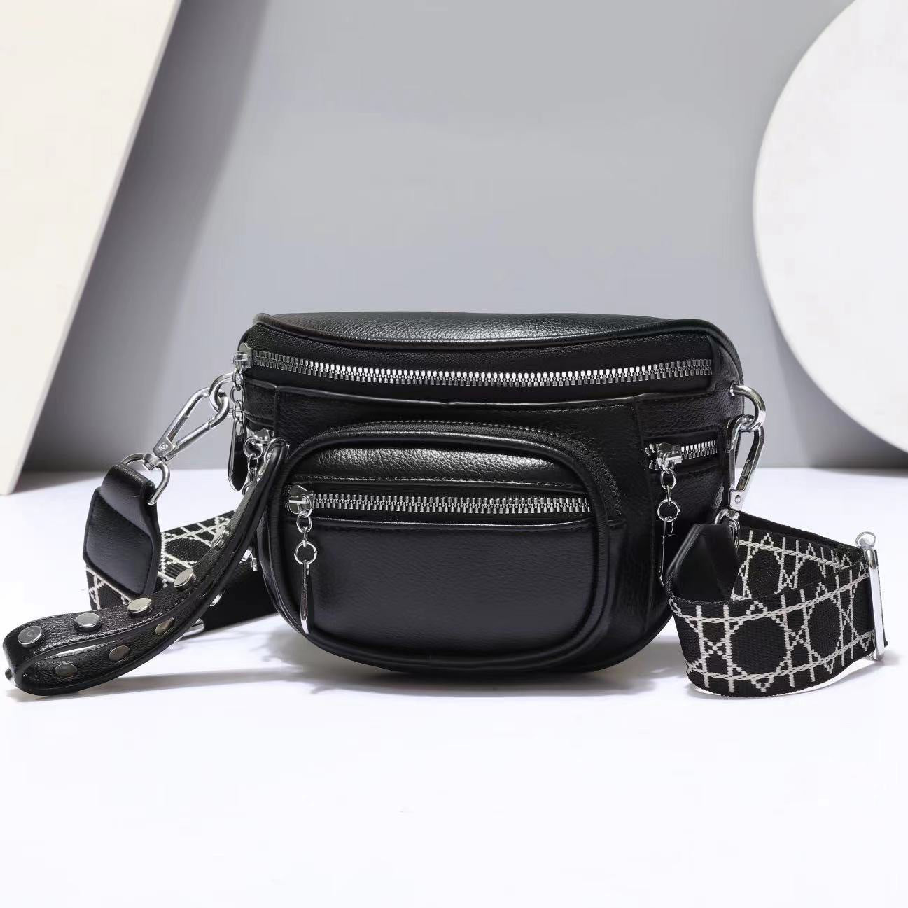 Solid Color Saddle Shoulder Crossbody Bag