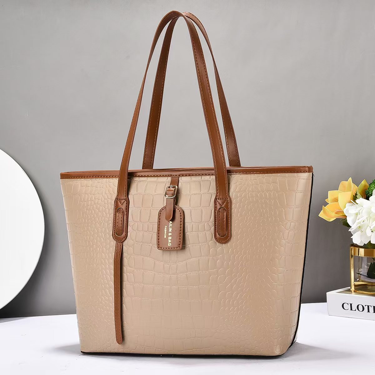 Crocodile Pattern Single Shoulder Tote Bag