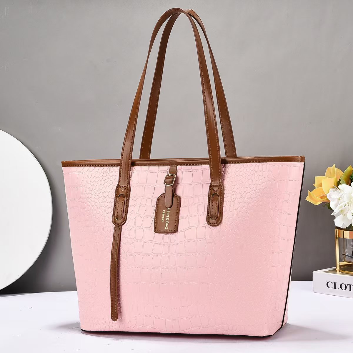 Crocodile Pattern Single Shoulder Tote Bag