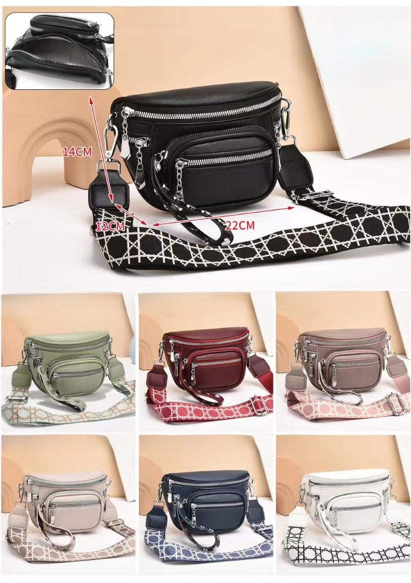 Solid Color Saddle Shoulder Crossbody Bag