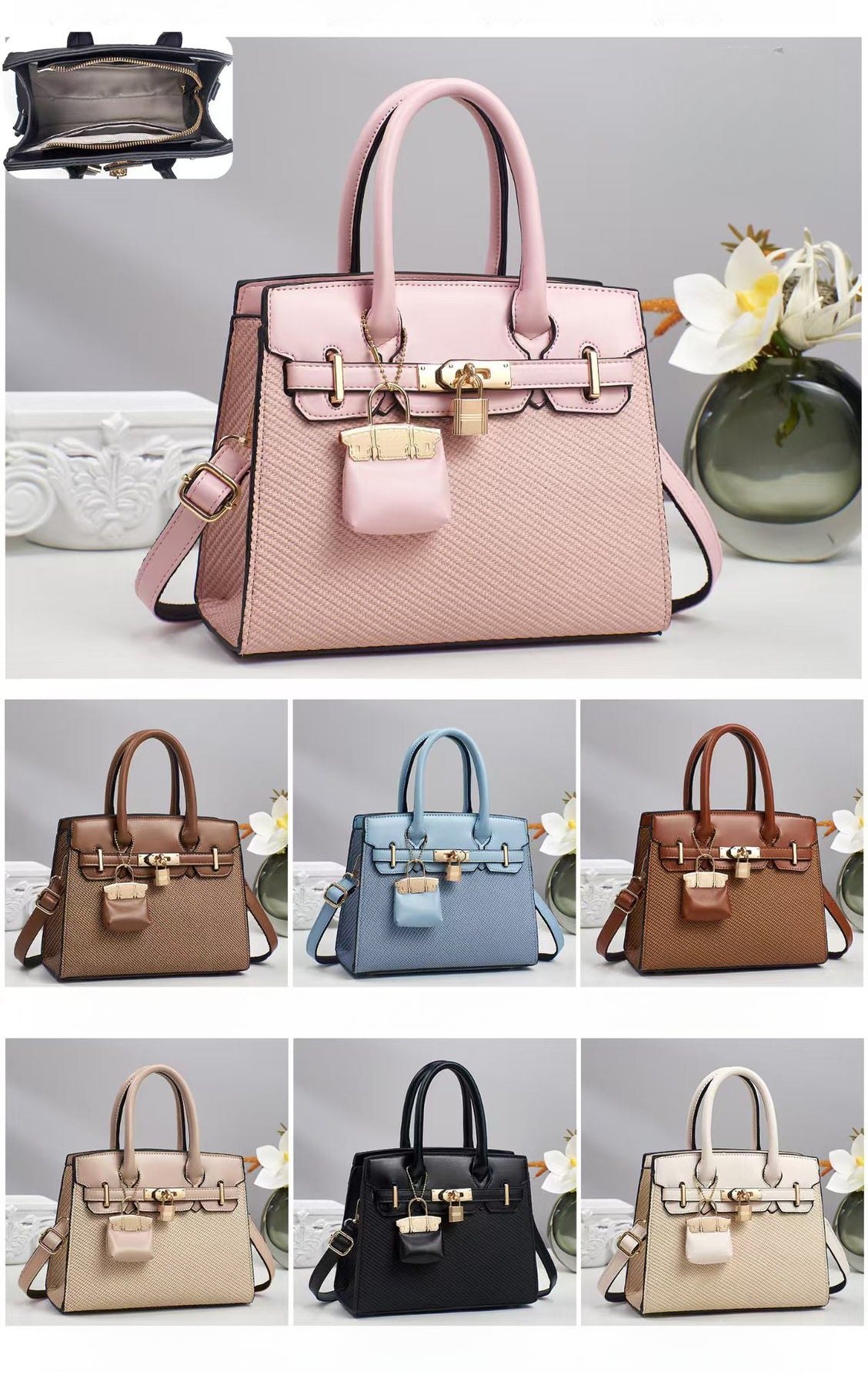 Solid Color Commuting Crossbody Handbag