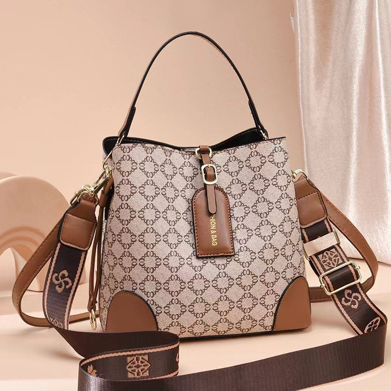 Large Capacity Plaid Bucket Shoulder Crossbody Bag
