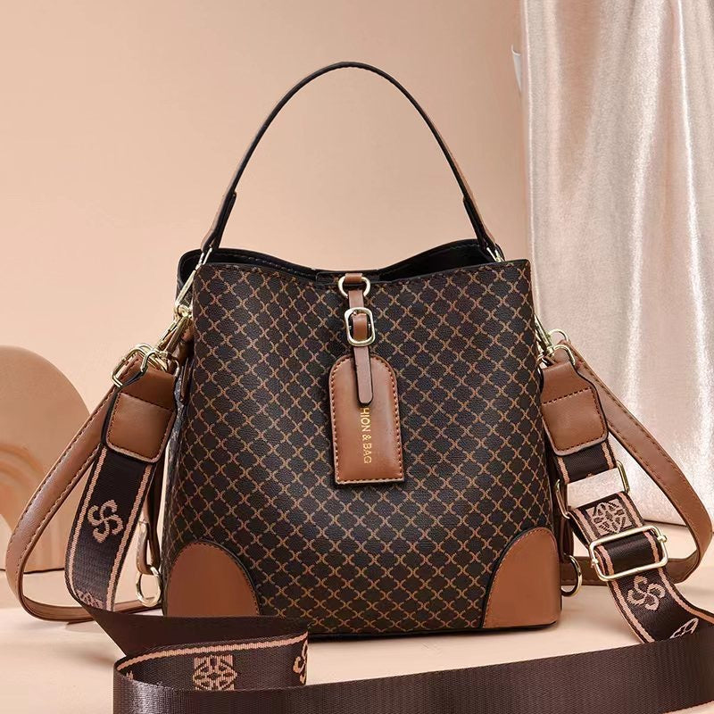 Large Capacity Plaid Bucket Shoulder Crossbody Bag