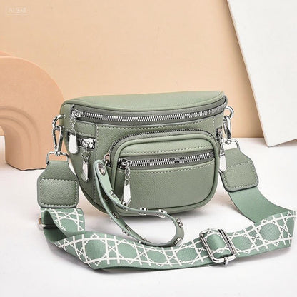 Solid Color Saddle Shoulder Crossbody Bag