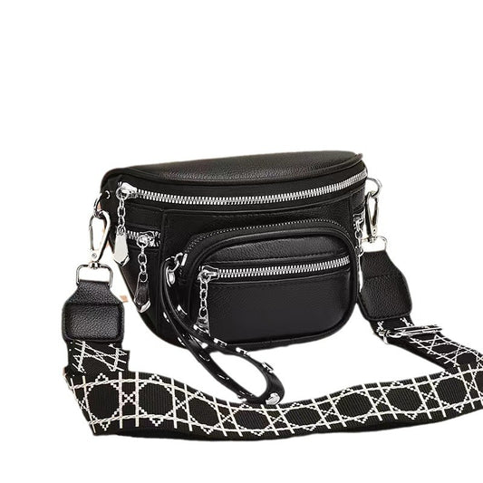 Solid Color Saddle Shoulder Crossbody Bag