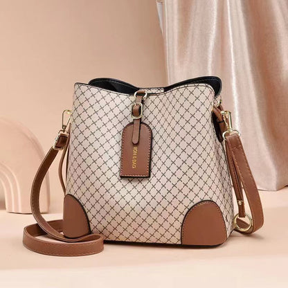 Large Capacity Plaid Bucket Shoulder Crossbody Bag