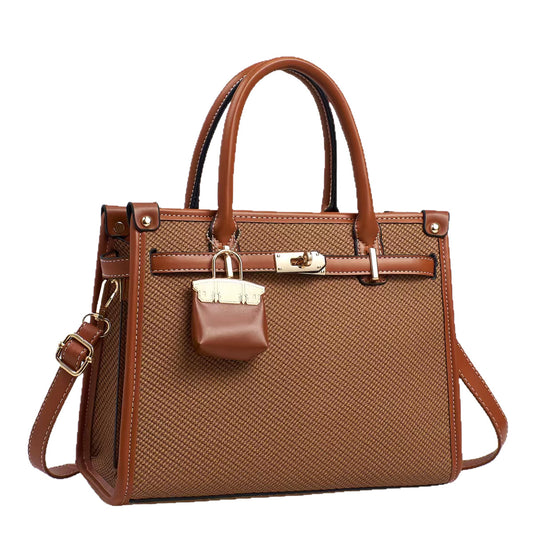 Solid Color Lychee Pattern Versatile Shoulder Bag