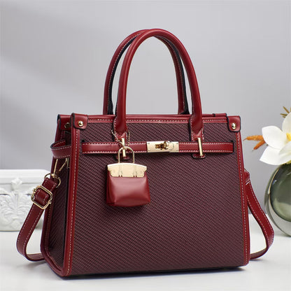 Solid Color Lychee Pattern Versatile Shoulder Bag