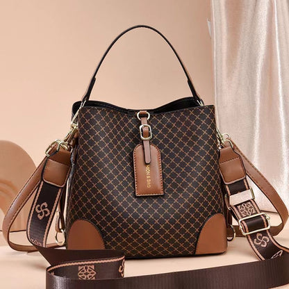 Large Capacity Plaid Bucket Shoulder Crossbody Bag