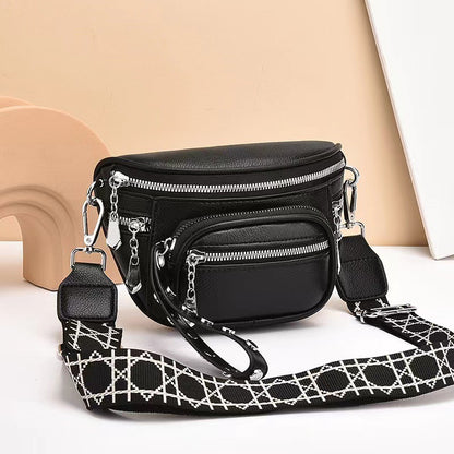 Solid Color Saddle Shoulder Crossbody Bag