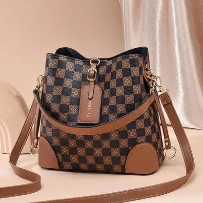 Large Capacity Plaid Bucket Shoulder Crossbody Bag