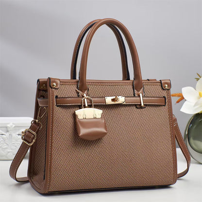 Solid Color Lychee Pattern Versatile Shoulder Bag